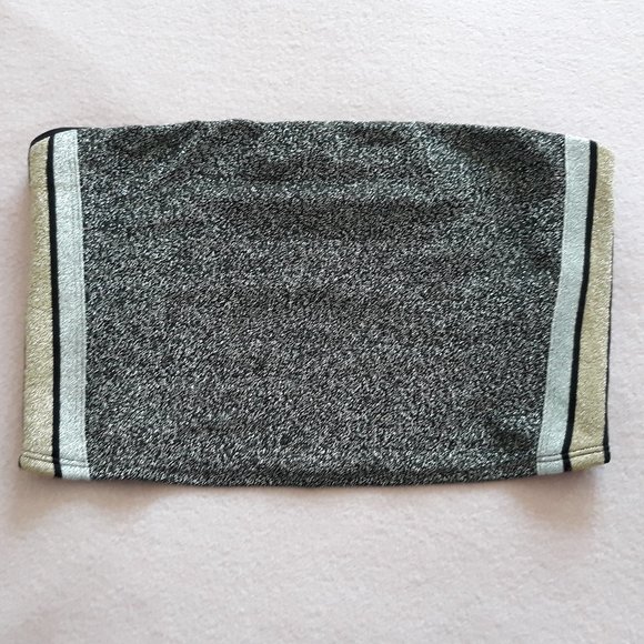 Victoria's Secret Pink Strapless Tube Top Metallic Black/Silver, Sz. L - Picture 1 of 12